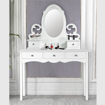 SEA16 - Set Masa alba toaleta cosmetica machiaj oglinda masuta vanity ieftina
