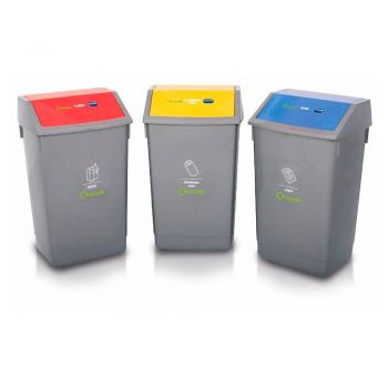 Set 3 coșuri pentru sortarea deșeurilor Addis Recycle, 60 l