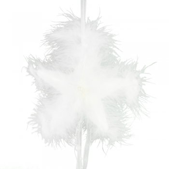 Decoratiune de Craciun stea cu pene tip ghirlanda, alb, 40 cm ieftin