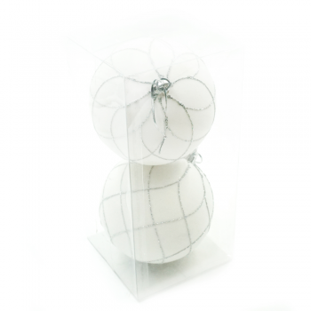 Set 2 globuri decorative de Craciun, plastic, alb, 10 x 6 x 22 cm ieftin
