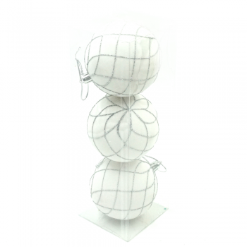 Set 3 globuri decorative de Craciun, plastic, alb, 8 x 8 x 26 cm ieftin