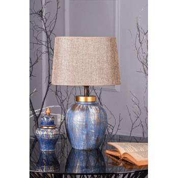 Lampa de masa, Hmy Design, 687HMY1589, Metal, Albastru/Maro ieftina