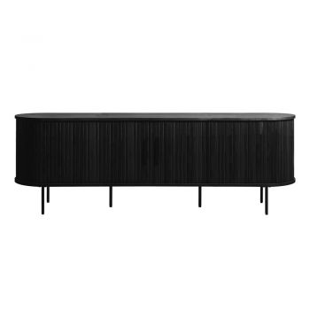 Comodă TV neagră cu aspect de lemn de stejar 56x180 cm Nola – Unique Furniture