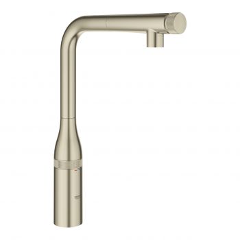 Baterie bucatarie Grohe Essence SmartControl cu dus extractibil pipa L brushed nickel la reducere