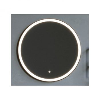 Oglinda rotunda 90 cm cu rama neagra, iluminare LED si dezaburire, Fluminia, Ando