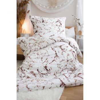 Lenjerie de pat alb-maro din micropluș pentru pat de o persoană 140x200 cm – Jerry Fabrics ieftina