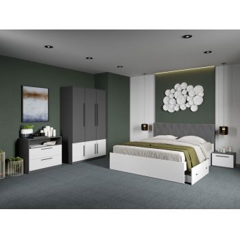 Set dormitor complet Gri/Alb Shape C01 ieftin