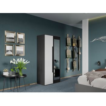 Dulap dormitor Gri/Alb+Oglinda Oasis C05 ieftin