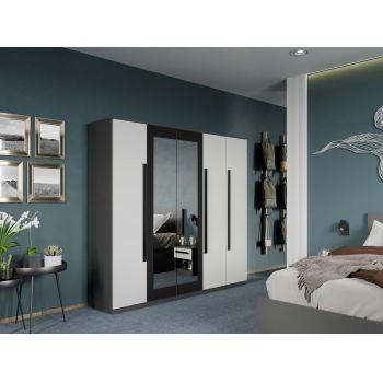 Dulap dormitor Gri/Alb+Oglinda Oasis C11 ieftin