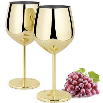 Set 2 pahare vin Quasar & Co.®, 500 ml, otel inoxidabil, h 21 cm, gold