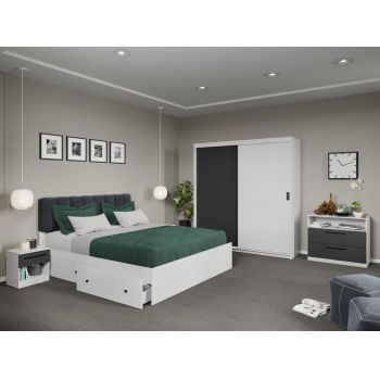 Set dormitor Odin Alb/Antracit C23 ieftin