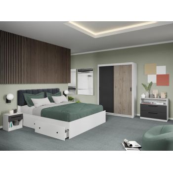 Set dormitor Odin Alb/Antracit/San Remo C10