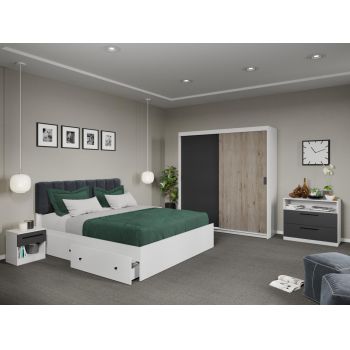 Set dormitor Odin Alb/Antracit/San Remo C24 ieftin
