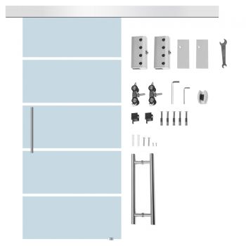HOMCOM Uși glisante economice din sticlă sablată și mată uși pentru interior cu șină și mâner 102.5x205cm|Aosom.it