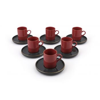 Set cești de cafea, Roșu, 30x10x20 cm