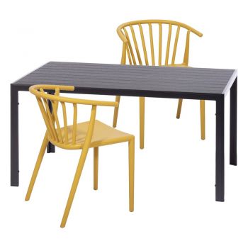 Set 2 scaune galbene Capri și masă neagră Viking - Bonami Essentials ieftin
