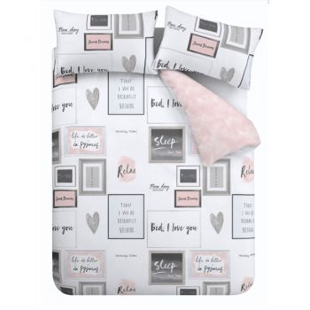 Lenjerie de pat albă/roz pentru pat dublu 200x200 cm Sleep Dreams – Catherine Lansfield
