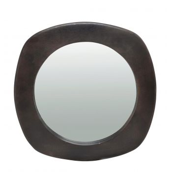 Oglinda decorativa Dudhi, Bizzotto, Ø54.5 x 2.5 cm, lemn de mango/MDF, maro inchis ieftina