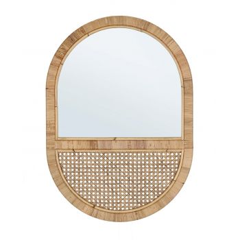 Oglinda decorativa Hajar Oval Arch, Bizzotto, 50 x 70 cm, ratan/MDF, natural