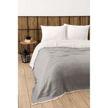 Cuvertură gri din muselină pentru pat dublu 230x250 cm – Mijolnir ieftina