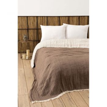Cuvertură maro din muselină pentru pat dublu 230x250 cm – Mijolnir ieftina