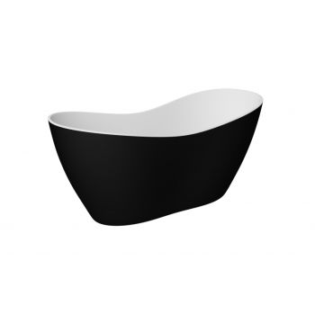 Cada freestanding Besco Viya Black & White Matt 160x70cm negru mat sifon click-clack cu top cleaning negru mat la reducere