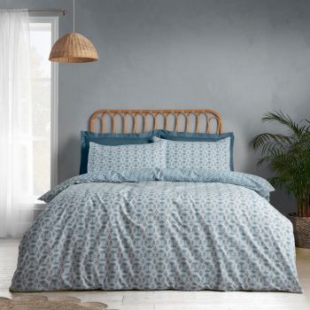 Lenjerie de pat albastră pentru pat dublu 200x200 cm Sardinia Mosaic Tile – Catherine Lansfield ieftina