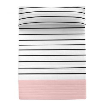 Cuvertură negru-alb-roz matlasată din bumbac 240x260 cm Blush – Blanc
