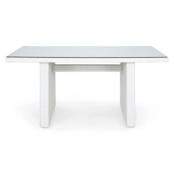Masa pentru gradina/terasa Miami, 141.5x83x67 cm, aluminiu/sticla, alb