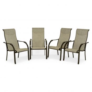 Set 4 scaune pentru exterior Riverside, 63x79x107 cm, aluminiu, maro/bej