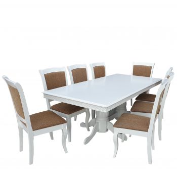 Set masa RH7132 + 8 scaune RH5519C,160x100x77 cm, White
