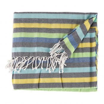 Patura / Pled Stripes, Gift Decor, 160 x 200 cm, 100% bumbac, verde/gri ieftina