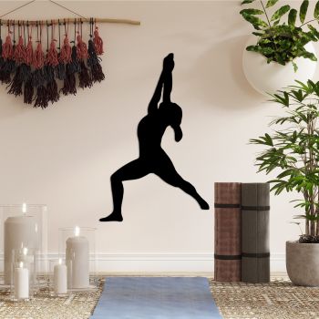 Decoratiune de perete Metal Yoga 10, Negru, 45x55 cm