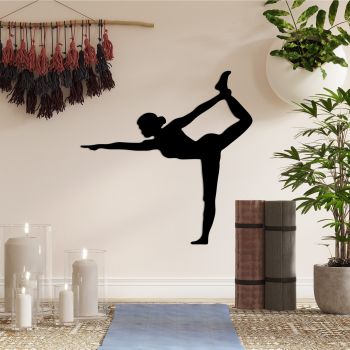 Decoratiune de perete Metal Yoga 11, Negru, 55x55 cm