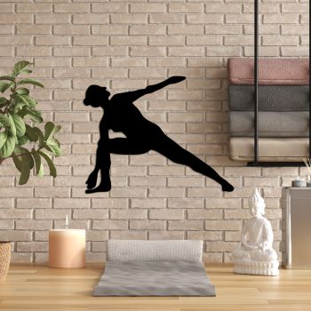 Decoratiune de perete Metal Yoga 17, Negru, 55x44 cm