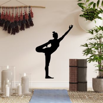 Decoratiune de perete Metal Yoga 19, Negru, 42x60 cm