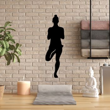 Decoratiune de perete Metal Yoga 2, Negru, 18x60 cm