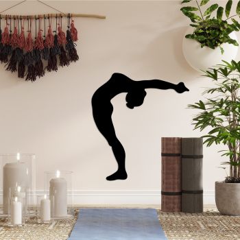 Decoratiune de perete Metal Yoga 21, Negru, 50x55 cm