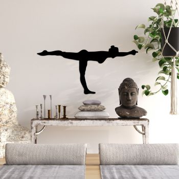 Decoratiune de perete Metal Yoga 24, Negru, 60x30 cm