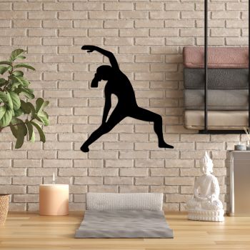 Decoratiune de perete Metal Yoga 5, Negru, 48x55 cm