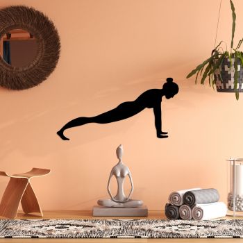 Decoratiune de perete Metal Yoga 7, Negru, 60x30 cm