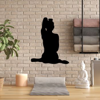 Decoratiune de perete Metal Yoga 9, Negru, 45x55 cm