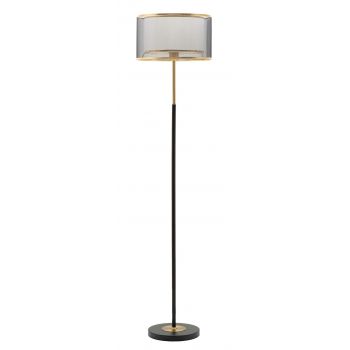 Lampadar Levels, Mauro Ferretti, Ø35 x 153 cm, 1 x E27, 40W, fier/textil, negru/auriu la reducere