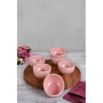 Set farfurii cu sos Bulut Mat Light Pink Snack / Sauce 8 Cm 6 Pieces, Roz, 8x4.3x8 cm