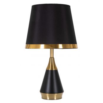 Lampa de masa Blacky, Mauro Ferretti, Ø28 x 50 cm, 1 x E27, 40W, fier/textil, negru/auriu ieftina