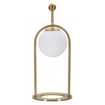Lampa de masa Glamy Arc -B, Mauro Ferretti, Ø21 x 50 cm, 1 x E14, 40W, fier/sticla, auriu/alb la reducere