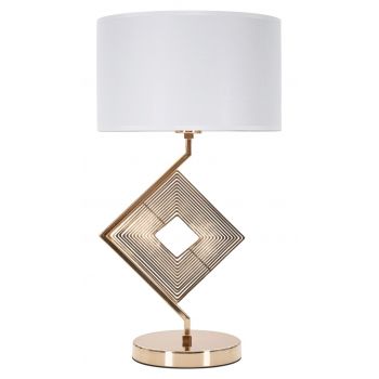 Lampa de masa Move, Mauro Ferretti, Ø30 x 56 cm, 1 x E27, 40W, fier/textil, auriu/alb ieftina