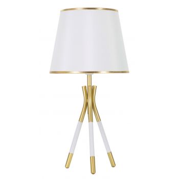 Lampa de masa Triply, Mauro Ferretti, Ø28 x 57 cm, 1 x E27, 40W, fier/textil, auriu/alb ieftina
