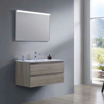 Oglinda pentru baie cu iluminare LED On Top, 100x3x60 cm, aluminiu, argintiu mat