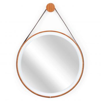 Oglinda pentru baie Marino, 55x5x71.5 cm, lemn de teak/aluminiu, bej/maro